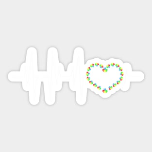 Autism Awareness Love Heartbeat Sticker